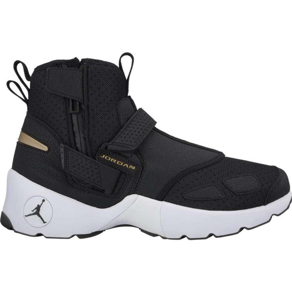 air jordan trunner lx hi black white gold sneakers
